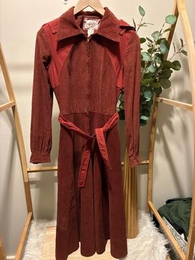 Vintage Wallis Rust 100% Cotton Dress